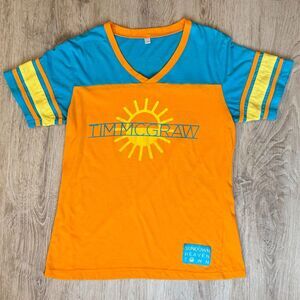 Tim McGraw Sundown Heaven Town Shirt Orange Blue Yellow Large Tour Tee